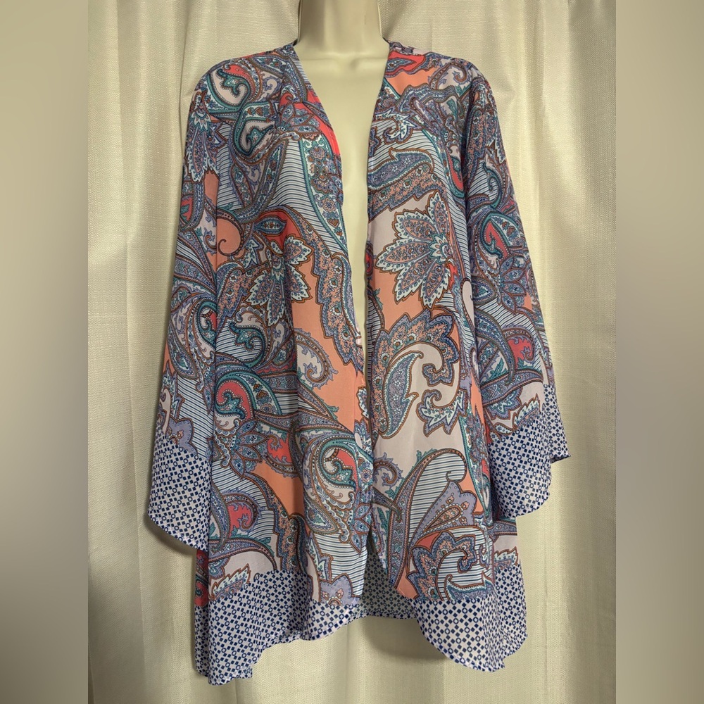 Soft Surroundings Multicolor Paisley Sheer Kimono